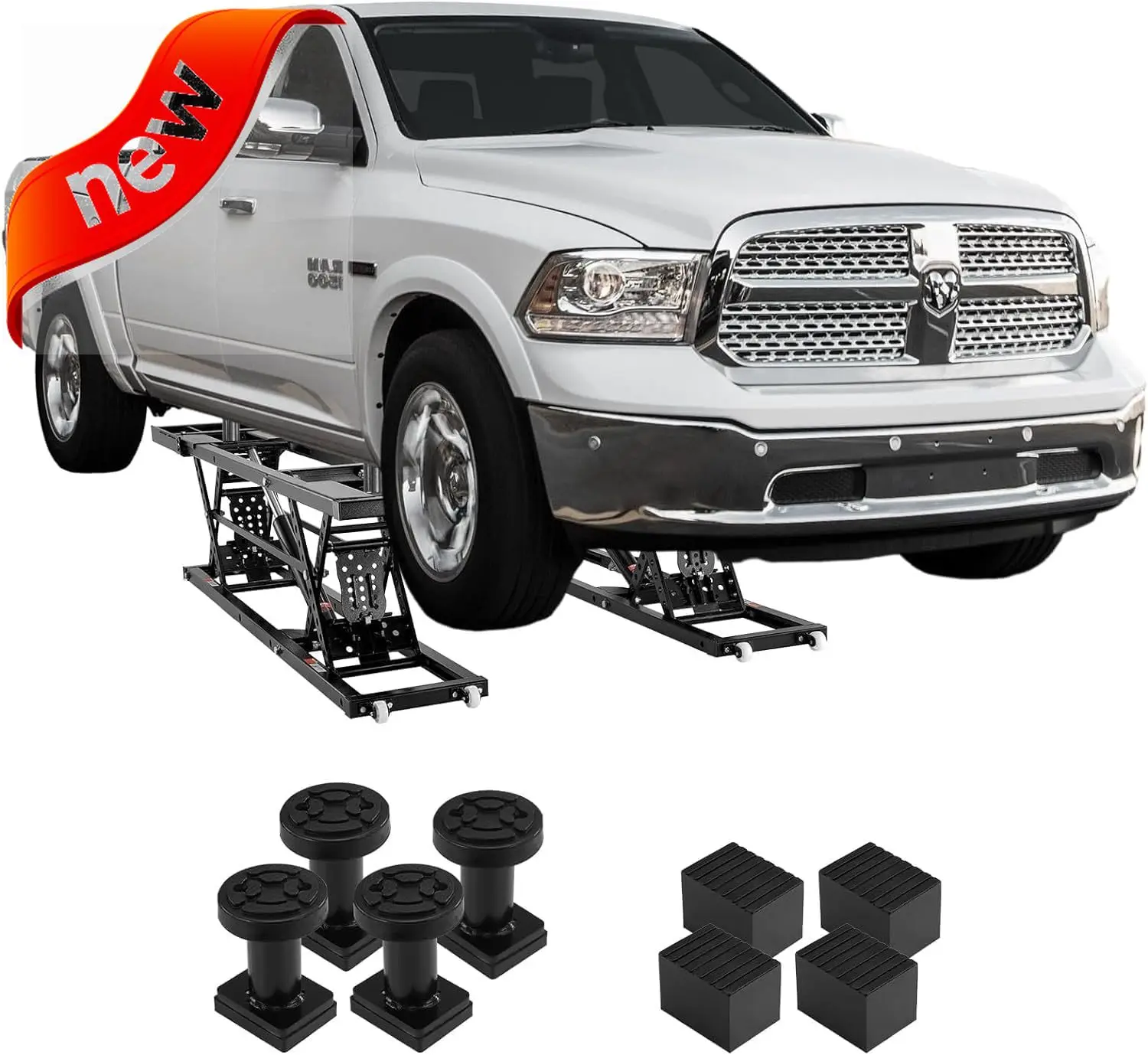 Elevador portátil para automóvil personalizable: capacidad de 7.000 LBS, 26,8" máx. Elevador de camión de acero al carbono de alta altura y alta resistencia con unidad de alimentación de 120 V