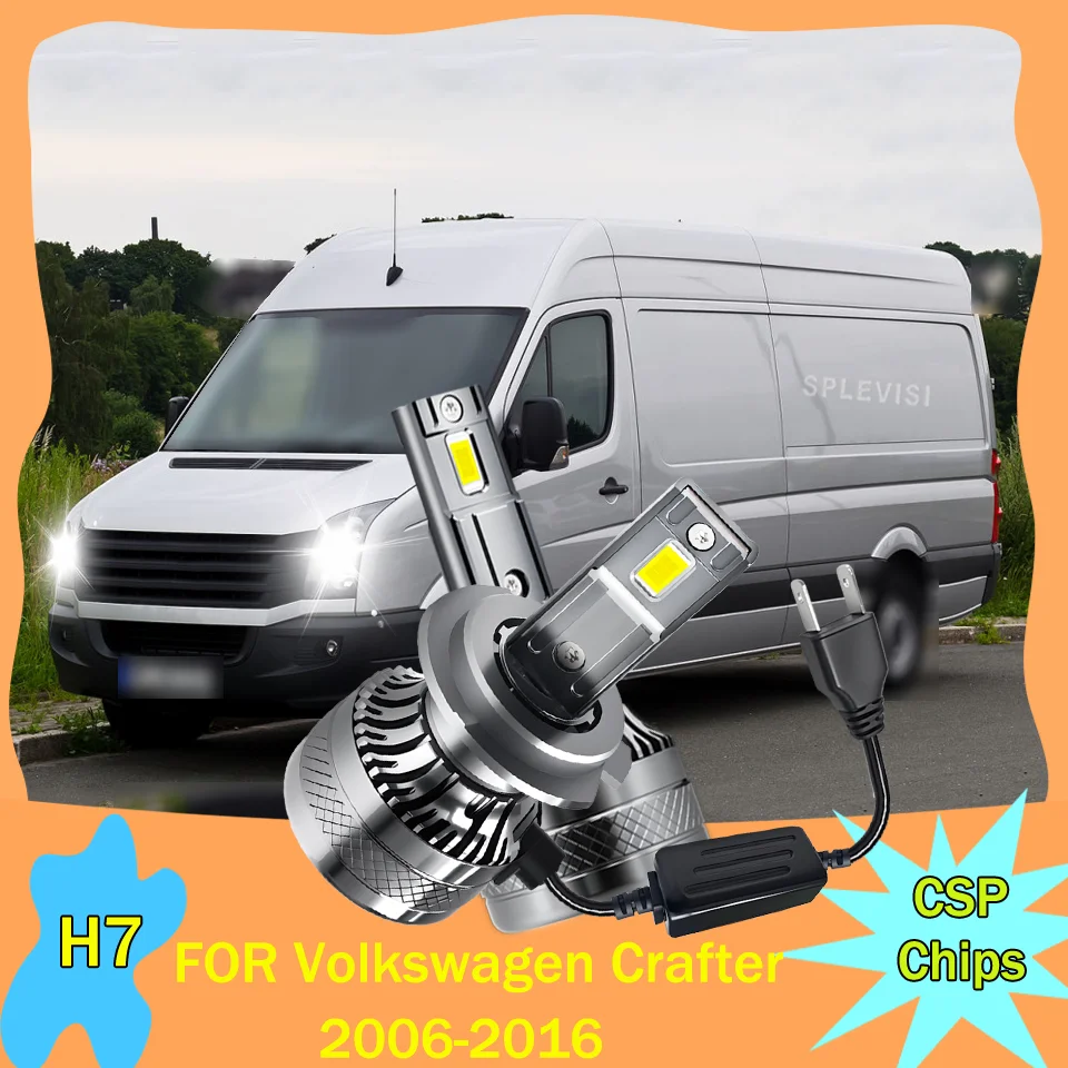 

2Pcs Energy-Saving Car Bulbs H7 LED Light Headlight 6000K W/Cooling Fan For VW Volkswagen Crafter 2006-2012 2013 2014 2015 2016