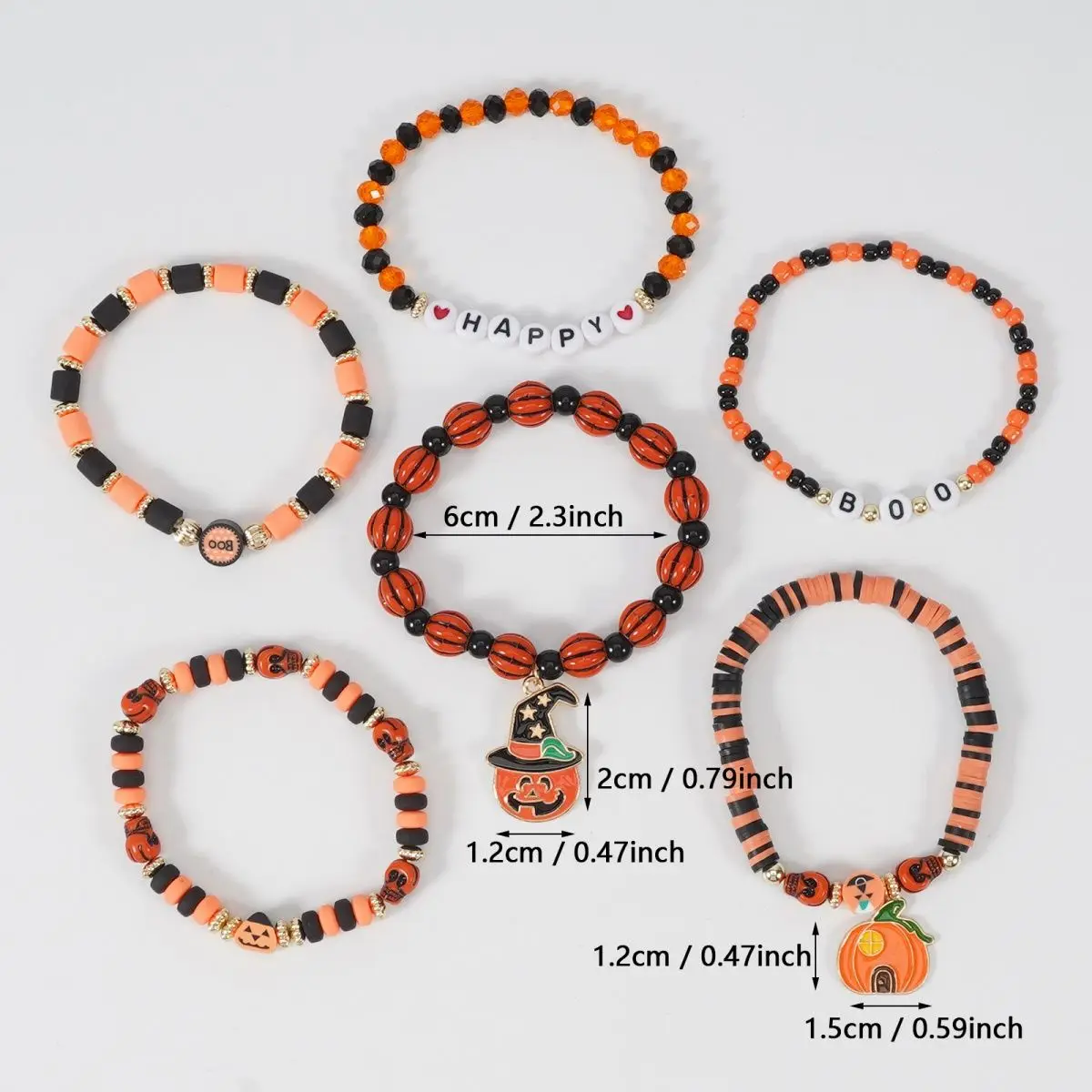 Halloween Beaded Bracelet Skull Pumpkin Ghost Pendant Stretch Bracelet Cute Jewelry Artificial Accessories Holiday Party Decor