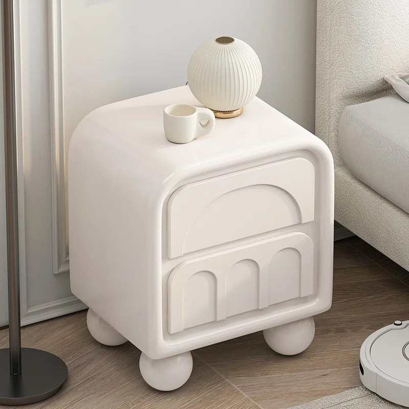 Laci Penyimpanan Nordik Kamar Tidur Meja Samping Tempat Tidur Korea Lucu Meja Kecil Furnitur Unik Librero Mesitas De Noche Putih Kayu