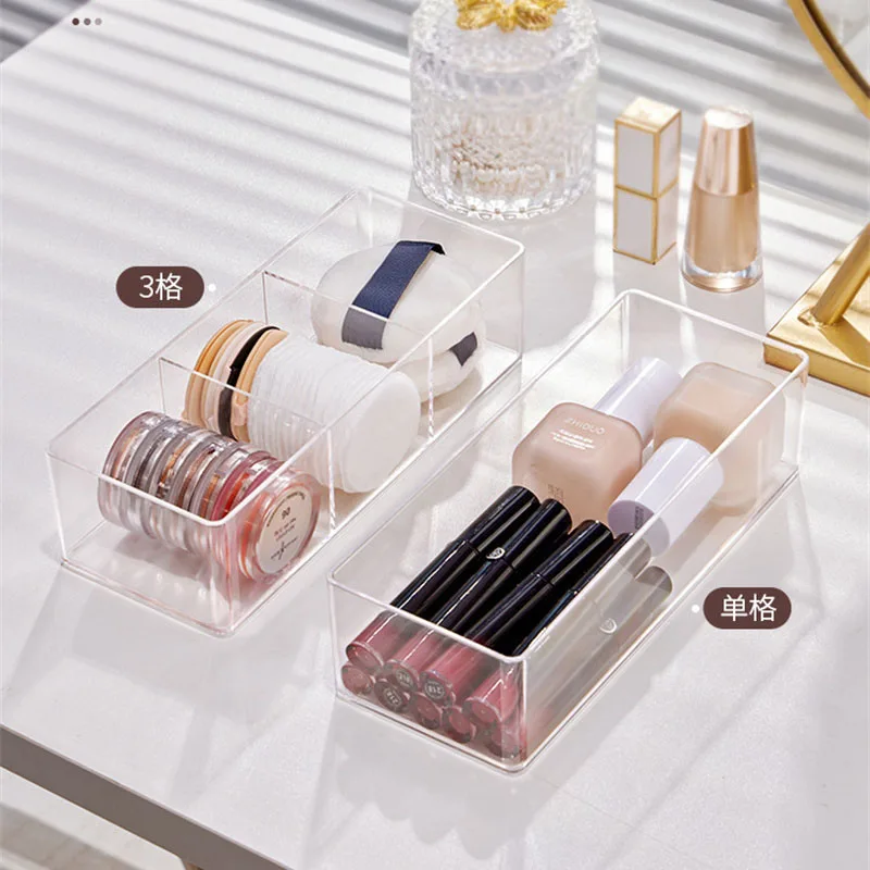 Boîte de rangement de cosmétiques en acrylique, pour rouge à lèvres, pinceaux de maquillage, tiroir de bureau, outils cosmétiques, boîte de rangement de bouffantes de maquillage