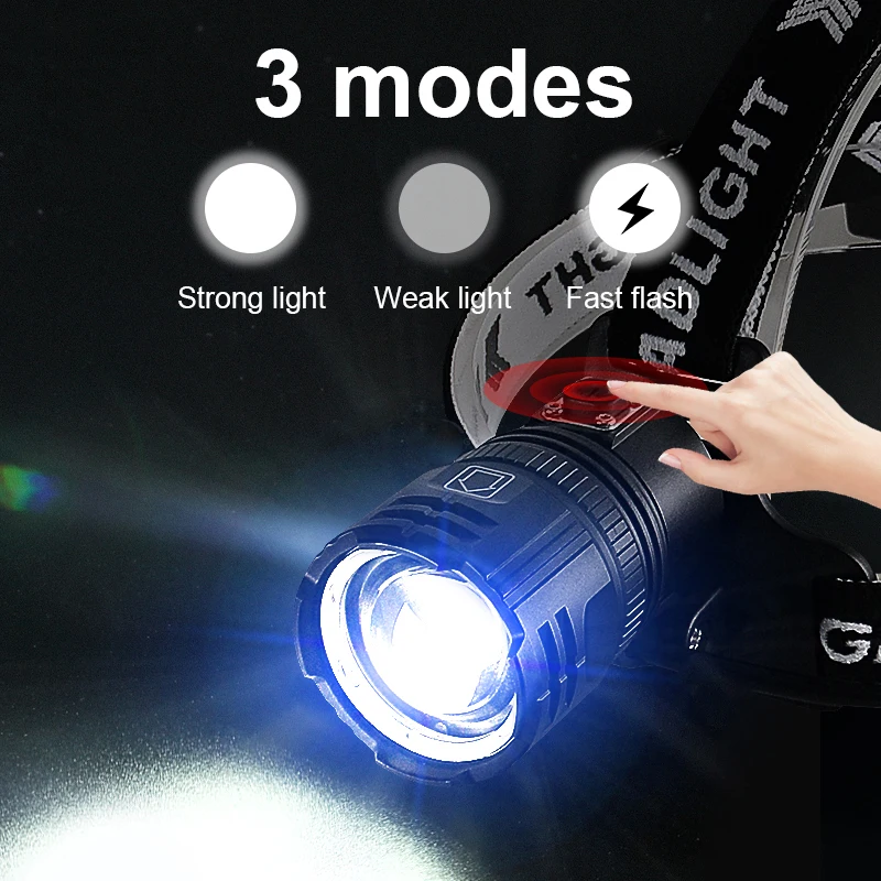 1000000LM XHP360 High Power LED Headlamp Headlight Powerful Head Flashlight USB Rechargeable Head LED Light Fishing Lantern