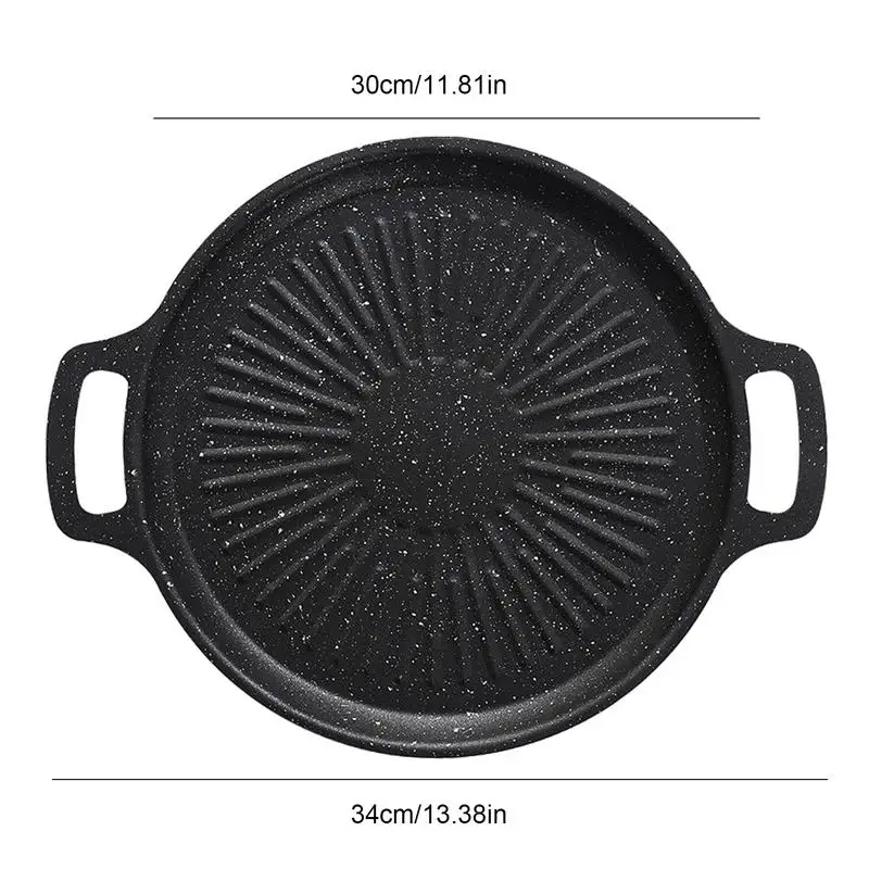 Round Grill Pan Stovetop Grill Pan Coated Griddle Non-Stick Anti-Scalding Cooking Gadgets For camping Meat Grilling 30cm