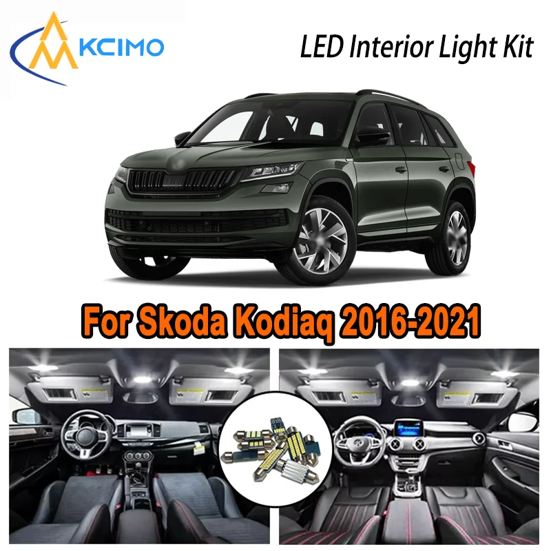 

Для Skoda Kodiaq 2016-2021 2016 2017 2018 2019 2020 2021 светодиодный внутренний купол карта багажника комплект автомобильных светодиодных ламп Canbus без ошибок