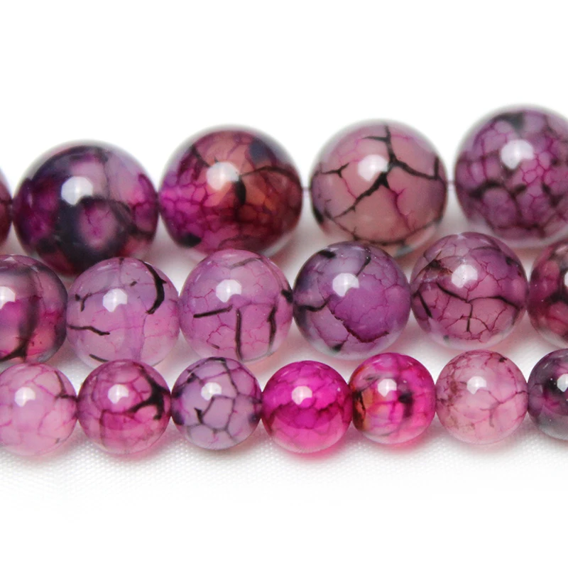 Natural Stone Pink Dragon Vein Agates Round Loose Spacer Beads 6 8 10 12MM Pick Size For Jewelry Making DIY Bracelet 15