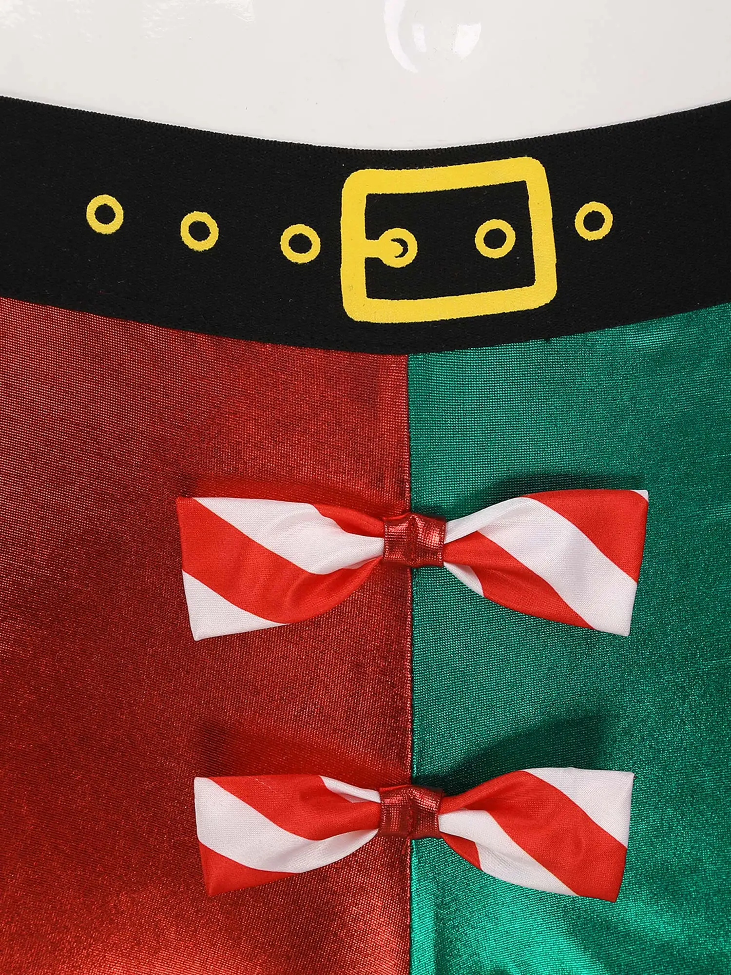 Herren Weihnachten Boxer Shorts Neue Jahr Weihnachten Santa Klausel Cosplay Partei Kostüme Glänzende Farbe Block Low Rise Unterwäsche mit Bogen krawatte