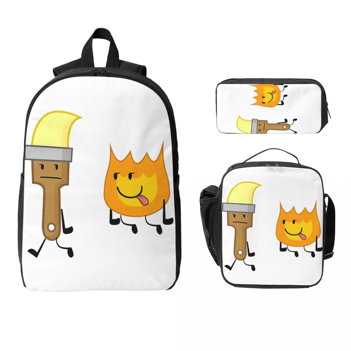 BFDI Inanimate Insanity Backpack Student Boys Girl BookBag School Bag Computer Shoulder Bags 3ps Insulated Lunch Bag Pencil Case