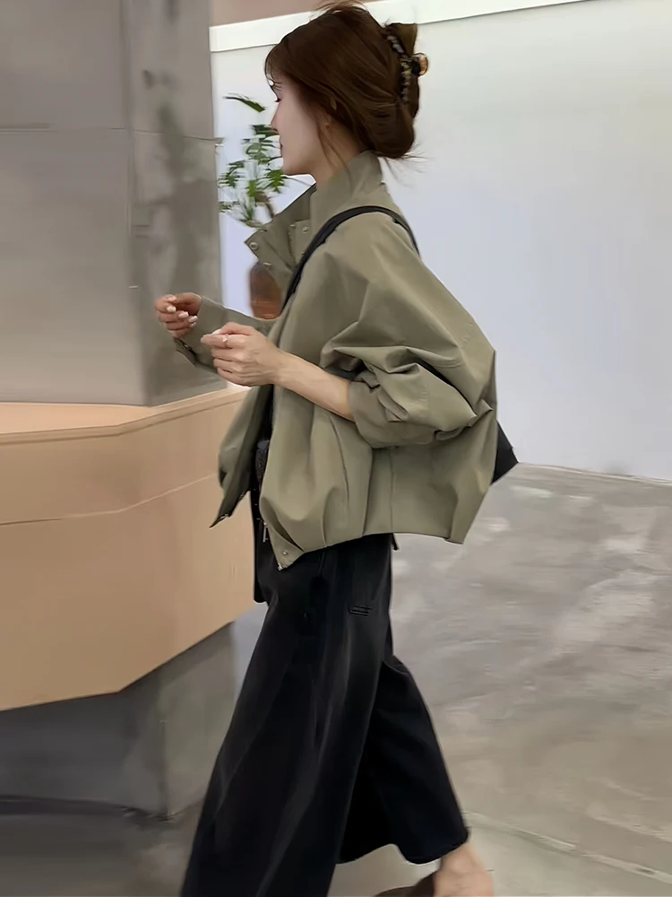 Versátil Simple Sle Long Sve Leather Jaet Mujer Suelto Ajuste Prendas de abrigo de moda Top Ropa casual Otoño 2025