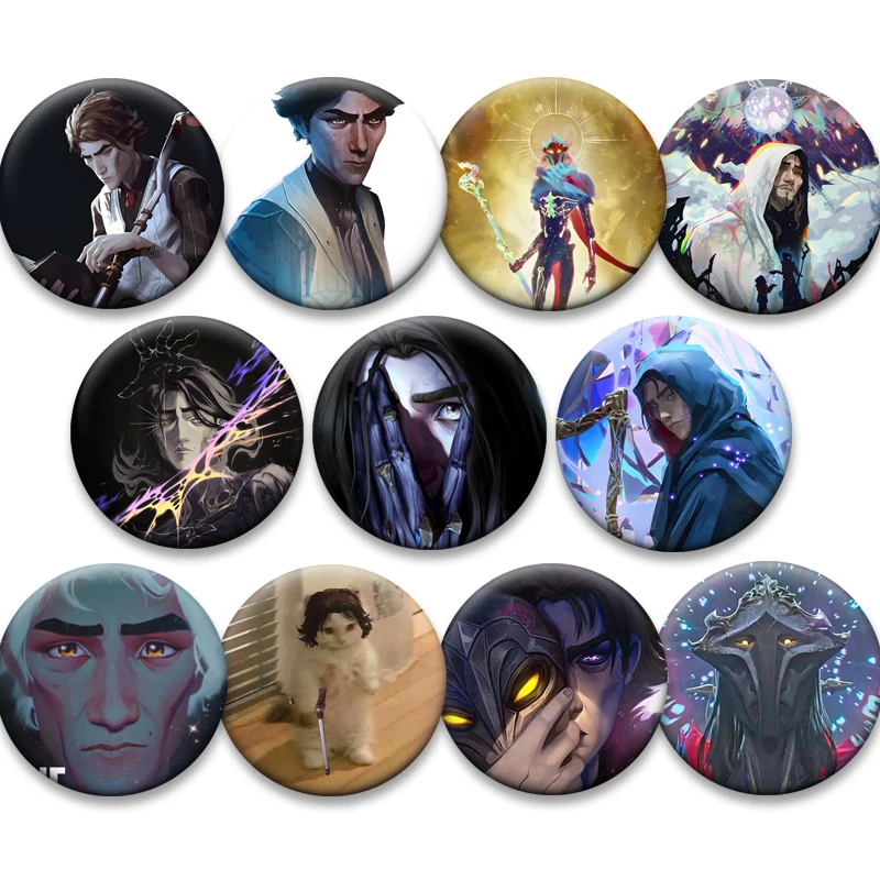 Round Handmade Creative Badge Anime Arcane Viktor Soft Button Pins LOL Game Cartoon Character Brooches Exquisite Accessories