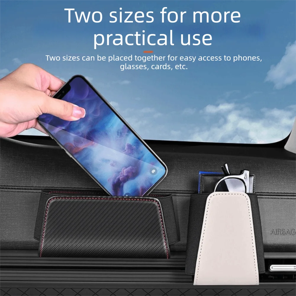 Leather Car Glasses Organizers Pocket Bags Collecting Bag Car Adhesive Storage Box Multifunctional Self Adhesive