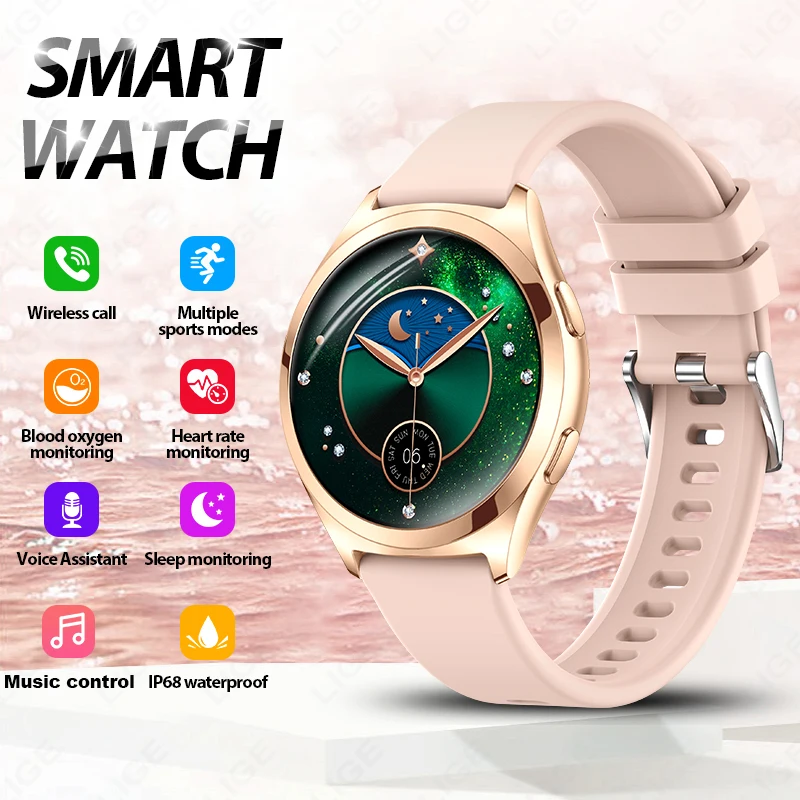 LIGE Fashion Smart Watch Ladies Bluetooth Call Custom Dials Heart Rate Women's Health Monitor Waterproof Music Sports Smartwatch