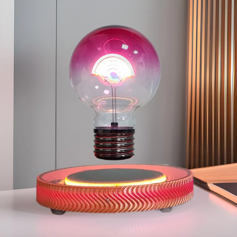 

Black technology magnetic levitation rainbow light bulb desktop ornament creative atmosphere night light