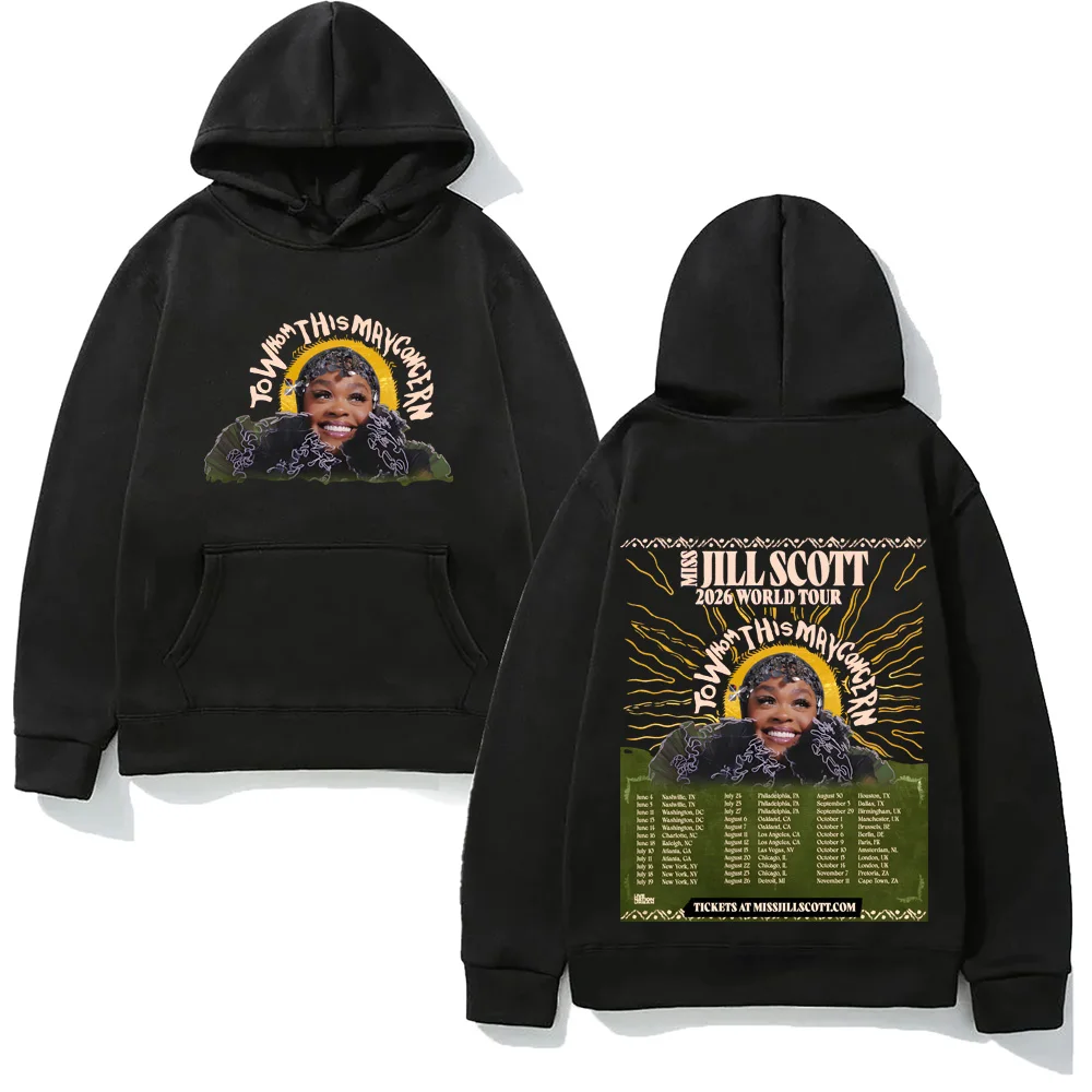 

Jill Scott-To Whom This May Concern World Tour HOODIE Autumn/Winter with Hooded Fleece Moletom Harajuku Comfortable Hoody