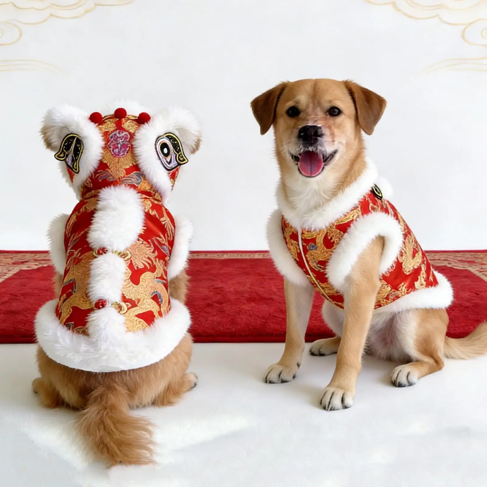 Dog Lion Dance Costume Puppy Dress Up Outfits Puppy Cosplay Clothes for Celebrations Themed Parties Family Gatherings Pet view 6