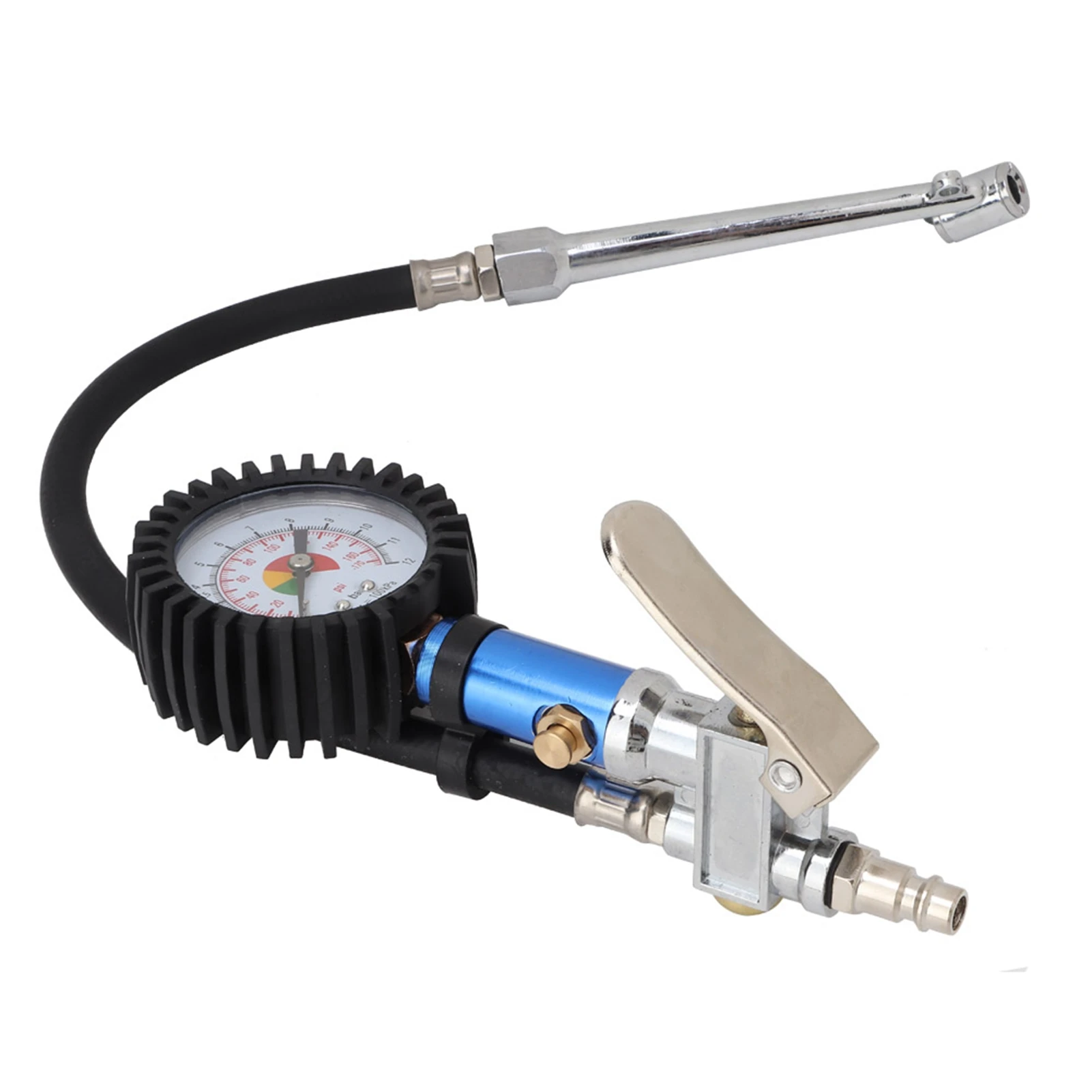 12 Bar Self clamping Tire Inflator with Air Pressure Gauge and Quick Air Connector