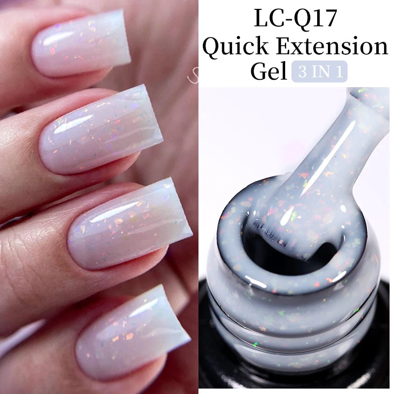 LILYCUTE 7ML Quick Extension Nail Gel Polish Milky White Construction Gels Nails Art Gel Nail Polish Semi Permanent UV Hard Gel