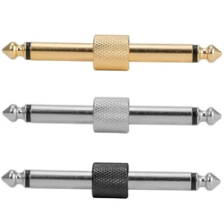 YD61 3 Pack Pedal Coupler 6.35mm 1/4 Male to Male Coupler Jack Plug Adapter Straight Connector for Guitar Effects Pedalboard