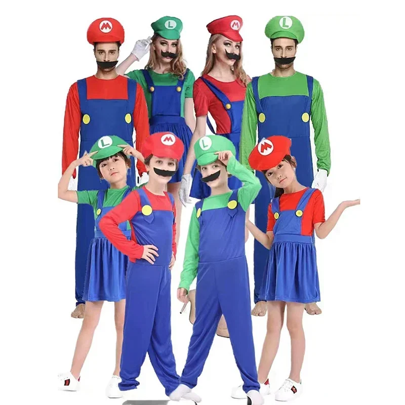 Spiel Anime Cosplay Halloween Kostüme lustige Super Bruder Bros Kinder Fantasia Cosplay Overall Weihnachten Karneval erwachsene Frau Anzug