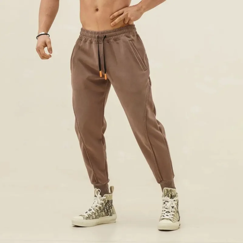 

Male Sports Pants Trousers Cotton Cropped Men's Sweatpants Autumn And Winter Long Loose Luxury Flated New Items In Plus Size