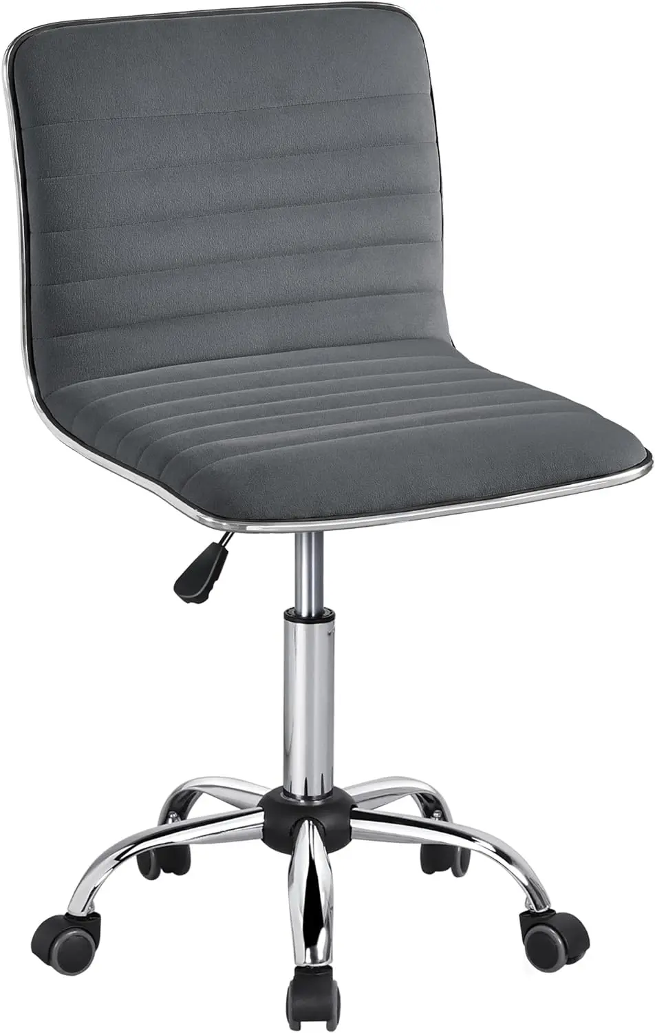 

Velvet Low Back Chair Armless Ribbed Office Chair Swivel Task Chair Height Adjustable Dark Gray