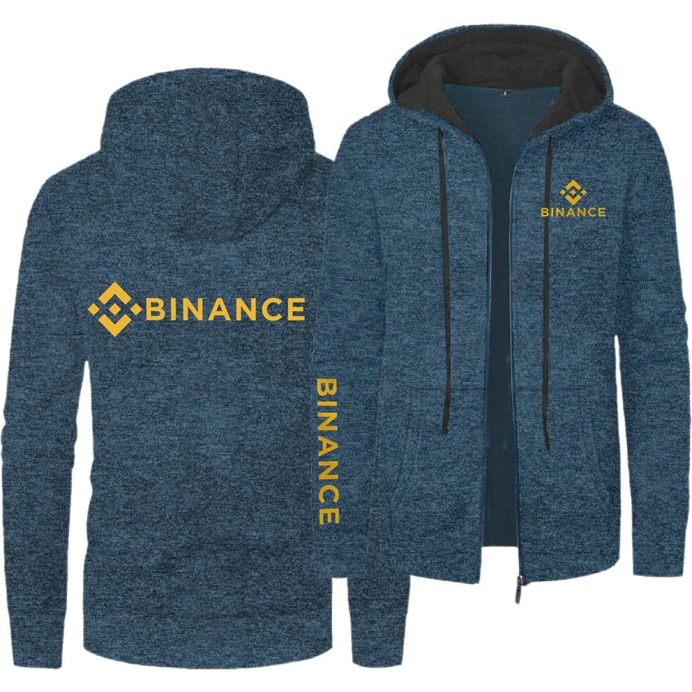 جديد Binance تشفير عادية الجاكار البلوز سترة مشغولة من الصوف الرجال قلنسوة بسحاب معاطف السترة الرجال الرياضة مقنعين #5