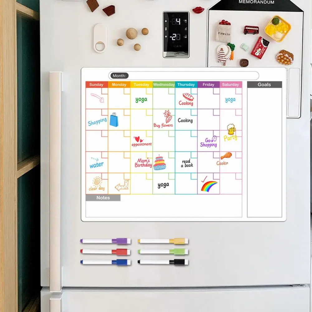 Stain-free Magnetic Calendar Magnetic Message Board Weekly Planner Organize Home Kitchen with An Erasable Writing Surface Fridge