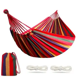 Portable Outdoor Camping Hammock 1-2 Person Go Swing Hanging Bed Ultralight Tourist Sleeping Hammock Canvas Material