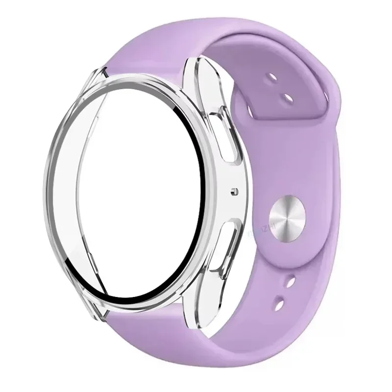 Paquete de 2 unidades de vidrio templado + funda + correa de silicona para Samsung Galaxy Watch 4 5 6 7 40mm 44mm cubierta protectora de pantalla para Galaxy Watch 6 7