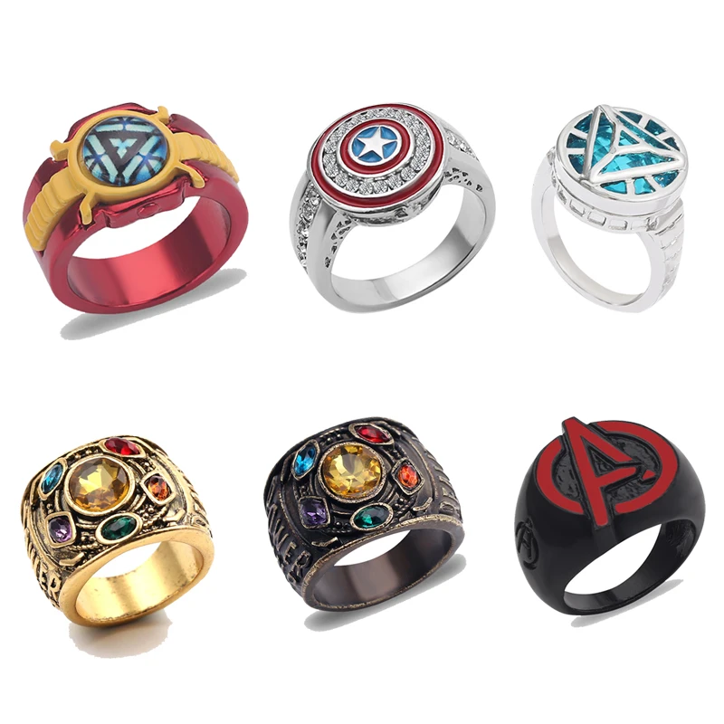 Disney Marvel Infinity Gloves Iron Man Captain America Shield Power Ring Cosplay Jewelry Wedding Rings for Men Luxury Jewelry