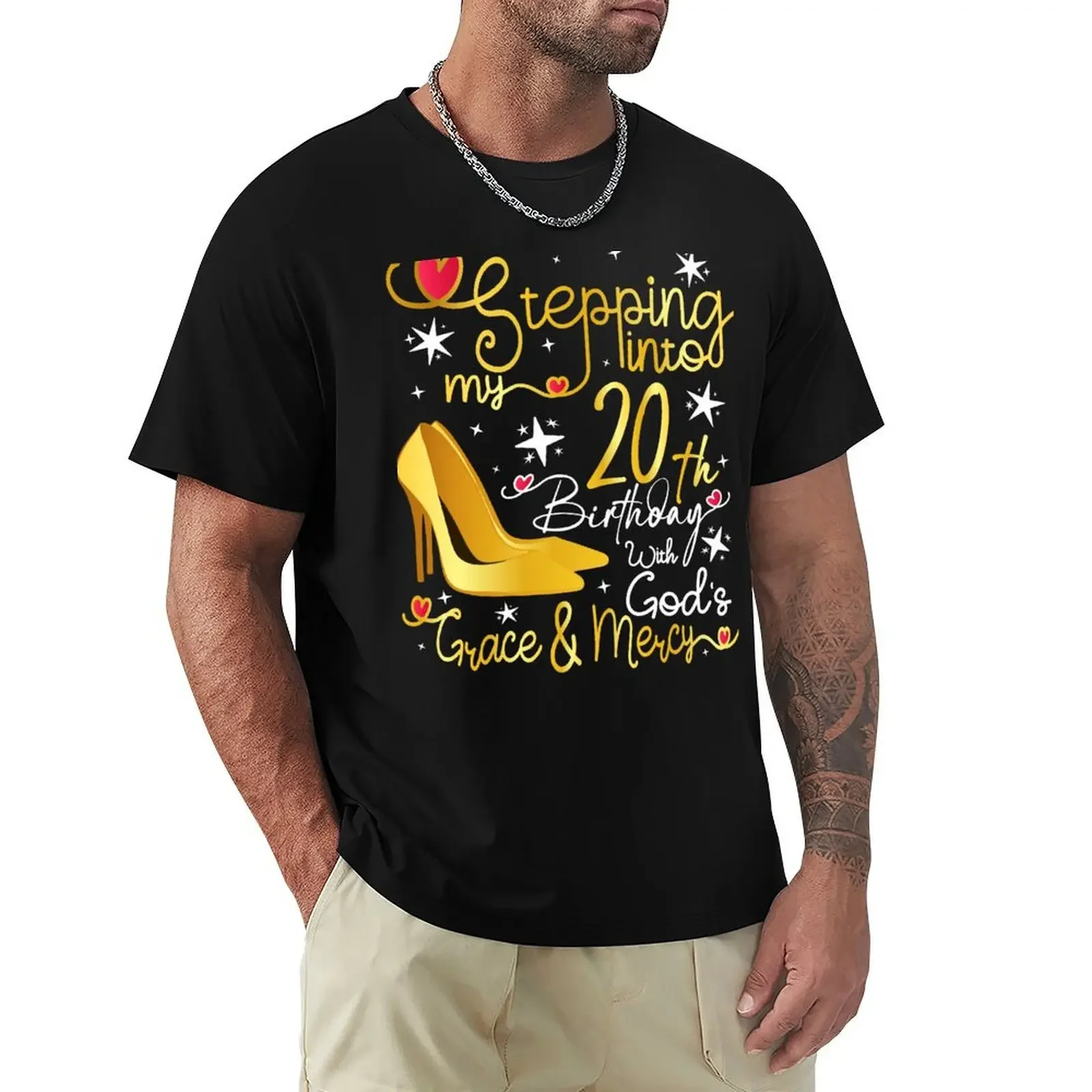 

Stepping into my 20th birthday with gods grace and mercy T-Shirt anime tshirt vintage t shirts mens graphic t-shirts pack