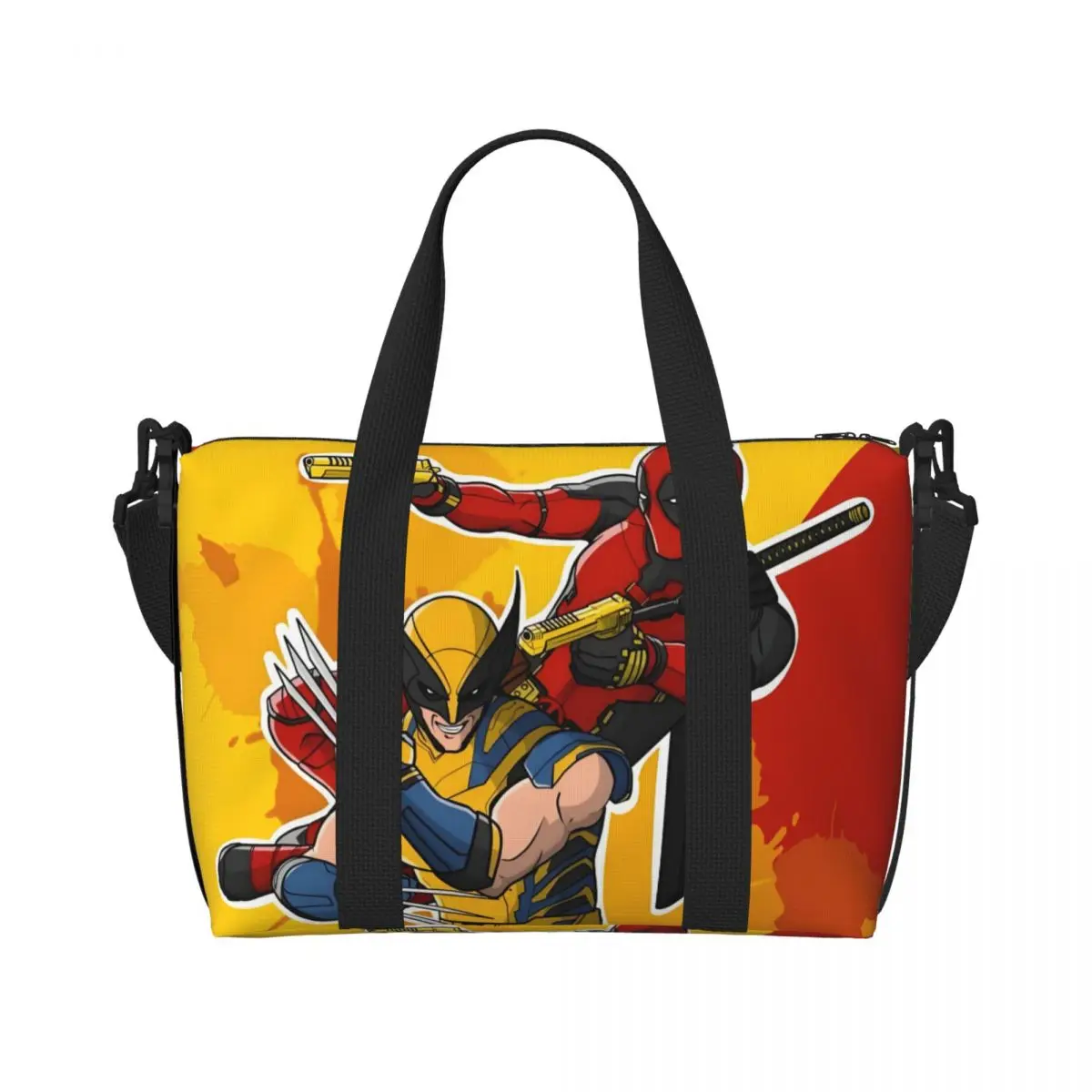 

Custom Vintage Deadpool Beach Tote Bag for Women Extra Large Gym Carry On Wolverine Anime Cartoon Travel Shopping Bags