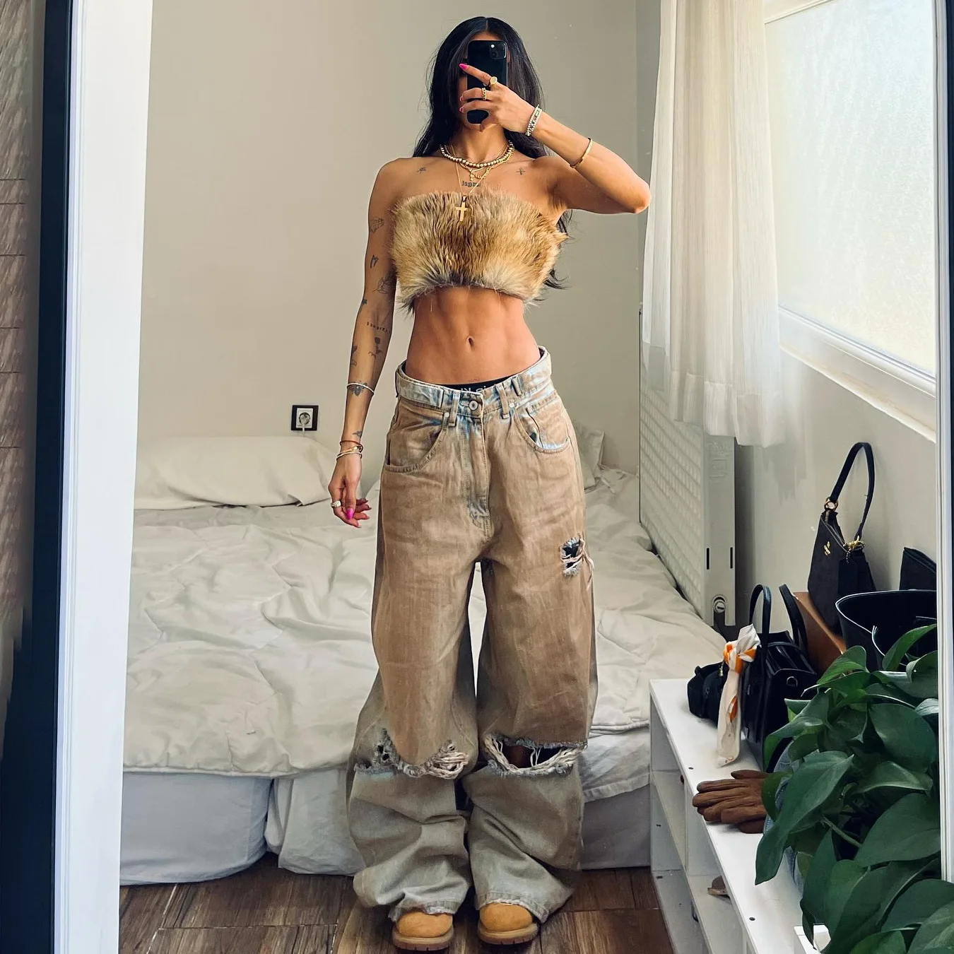 

new spring autumn female women girls high street hole do old wide jeans