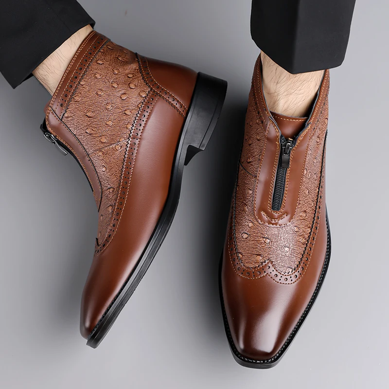 

Men's new boots Luxury autumn and winter styles Business Classic Party 38-46 Adult suit retro quality high top leather shoes