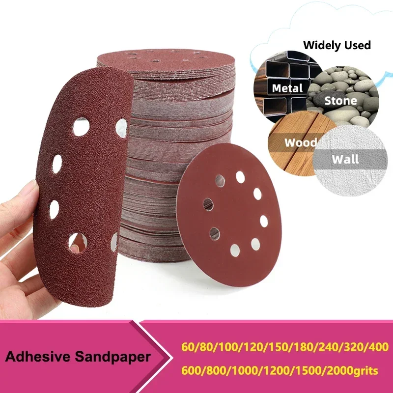 

10~100pcs 5 Inch 8 Hole Sanding Discs Hook and Loop Adhesive Sandpaper for Random Orbital Sander 60-2000 Grits Abrasive Sheets