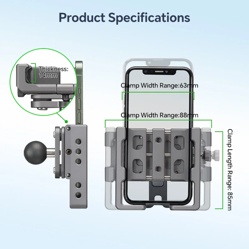 FANAUE سبائك الألومنيوم دراجة نارية حامل هاتف ملحق مع 1 بوصة الكرة العالمية المضادة للاهتزاز امتصاص الصدمات لحامل رام