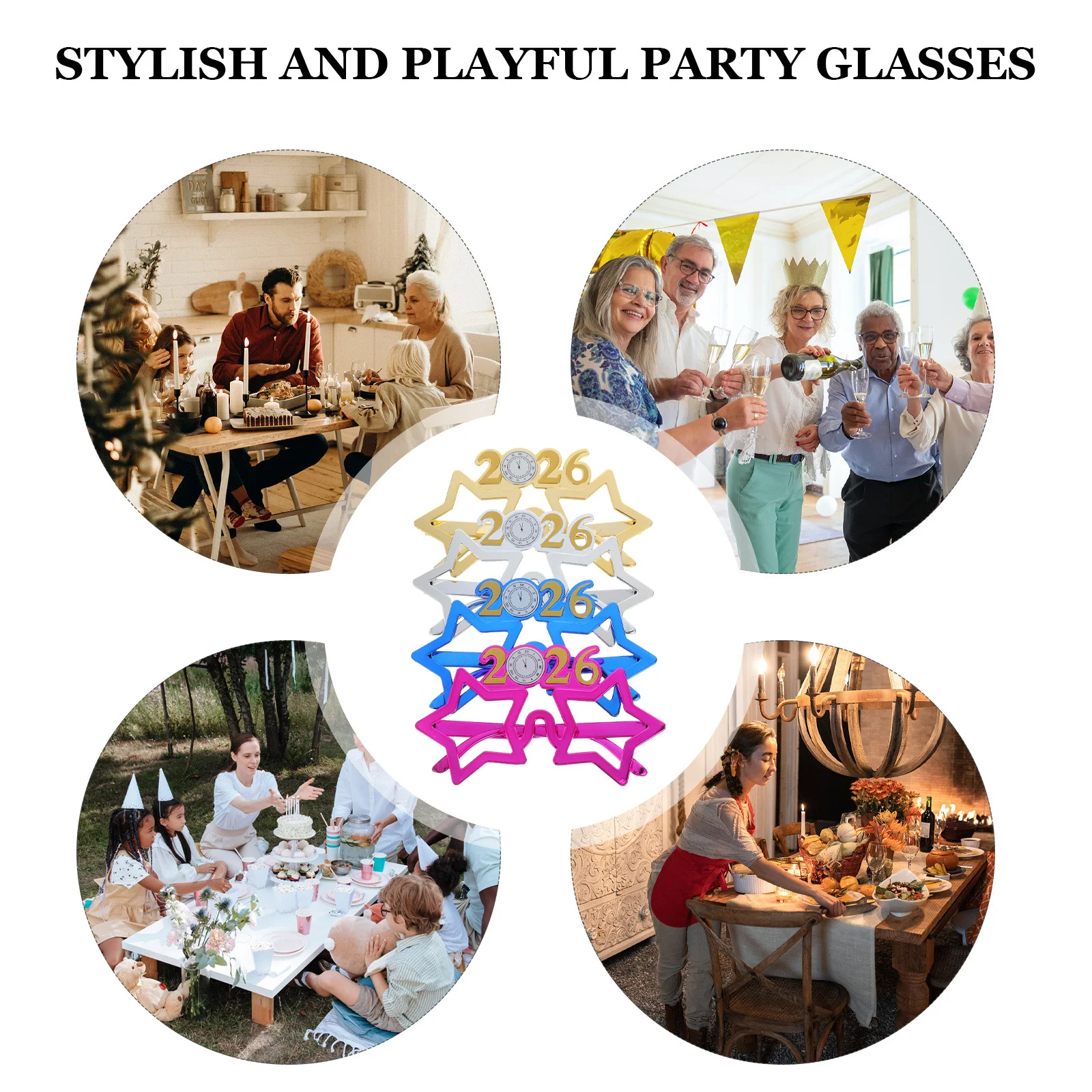 2026 نظارات ناي بتصميم إبداعي، جو احتفالي، سهل التصوير، ذكريات لا تُنسى، احتفالات رأس السنة الجديدة، عطلة