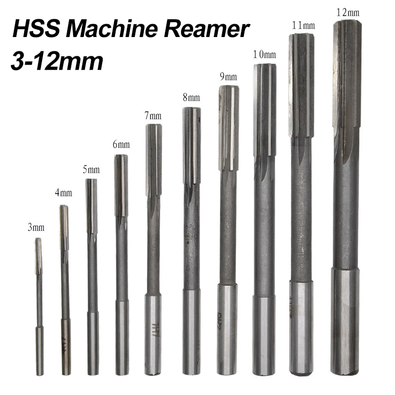 3-12mm HSS Machine Reamer Set H7 Straight Shank Milling Chucking Reamer for Metal Steel Aluminum