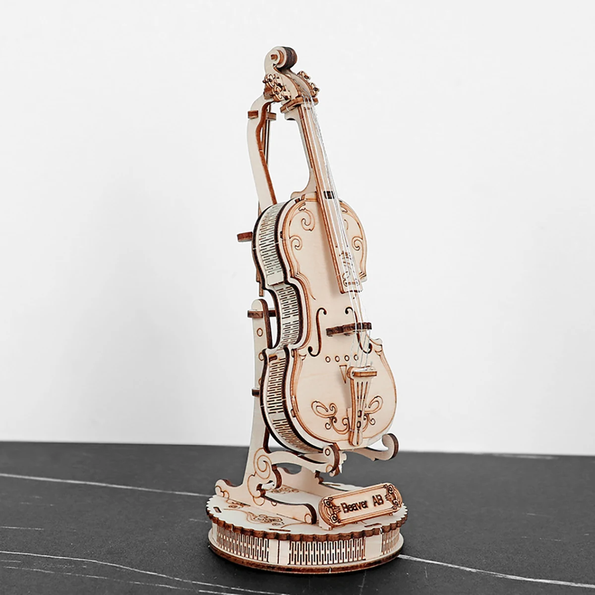 

Violin Hands Craft DIY 3D Wooden Puzzle Instrument Assembly Building Model Kit Brain Teaser Puzzles Toy
