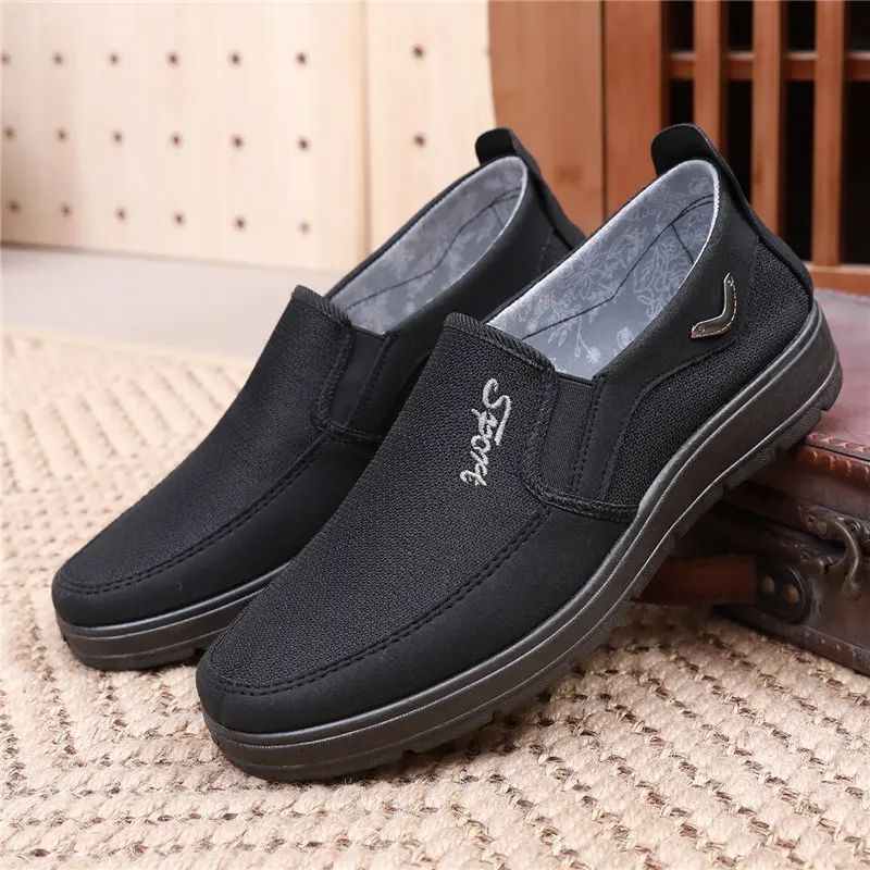 Zapatos de tela transpirables para hombres, zapatos individuales para ancianos, zapatos de ocio antideslizantes de fondo suave para ancianos, yardas