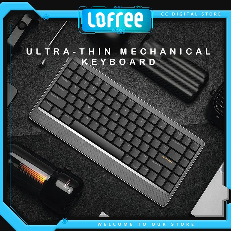 Lofree Edge 84 Mechanical Keyboard Bluetooth Carbon Fiber Keyboard Laptop Office Portable Thin Light Bluetooth Wired Keyboard