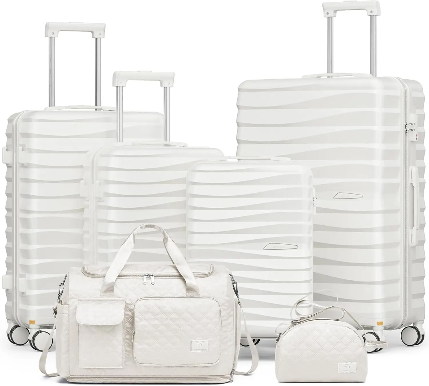 6 Piece Luggage Set with Detachable Spinner Wheels, Lightweight Hard Shell Travel Suitcase with TSA Lock, Expandable Tote Bag