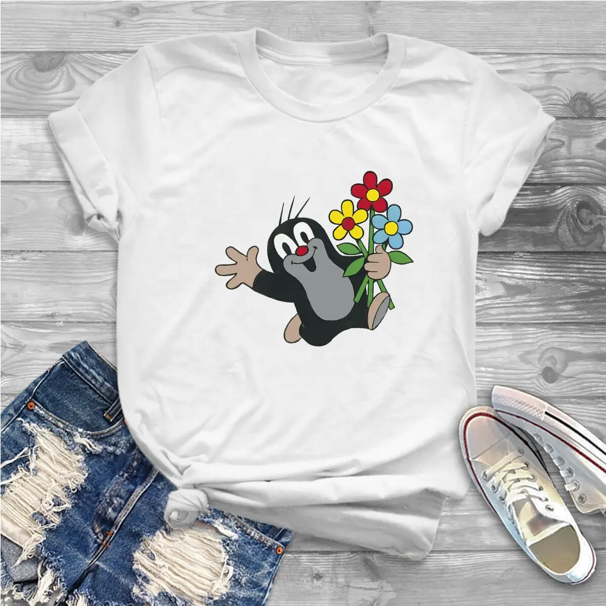 Fashion TShirt For Women The Little Mole Y2k Tees Harajuku Female Polyester T Shirt Basic Graphic