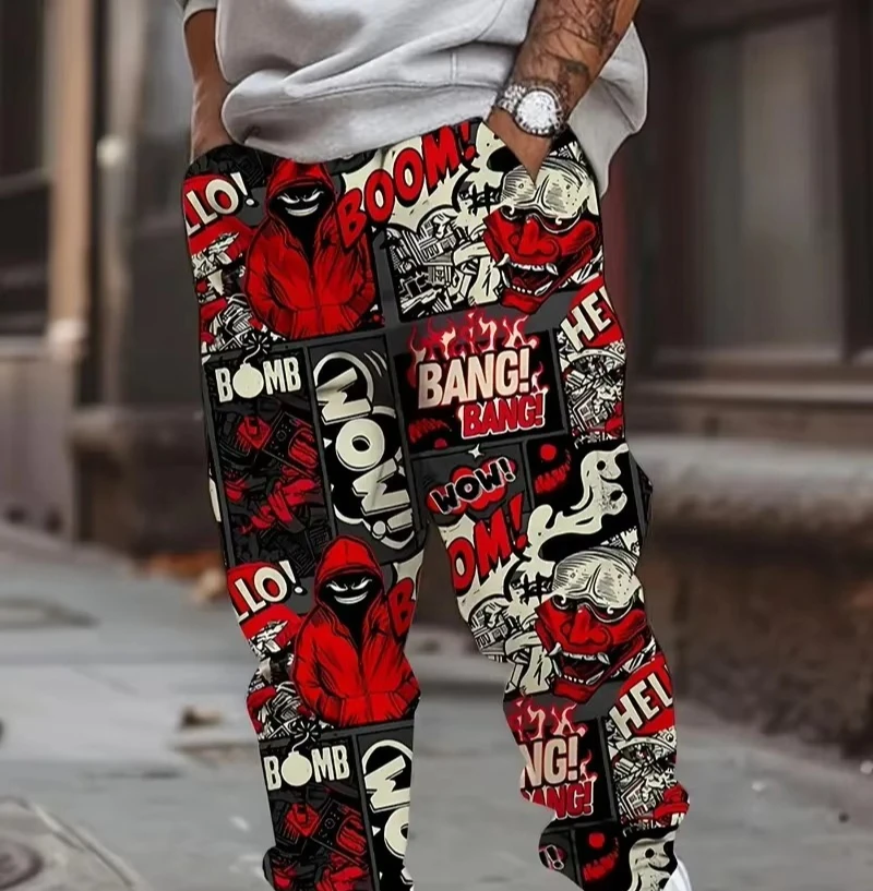 2026 Summer Hot Selling Fashion Gothic Comic Style Loose Pants 3D Printed Y2K Street Style Straight Leg Pants Large Size