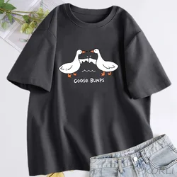 Goose Bumps T Shirt Funny Silly Goose T-Shirt Duck Short Sleeve Tee Cotton Casual O Neck Tee Shirt Unisex Summer Woman Clothing