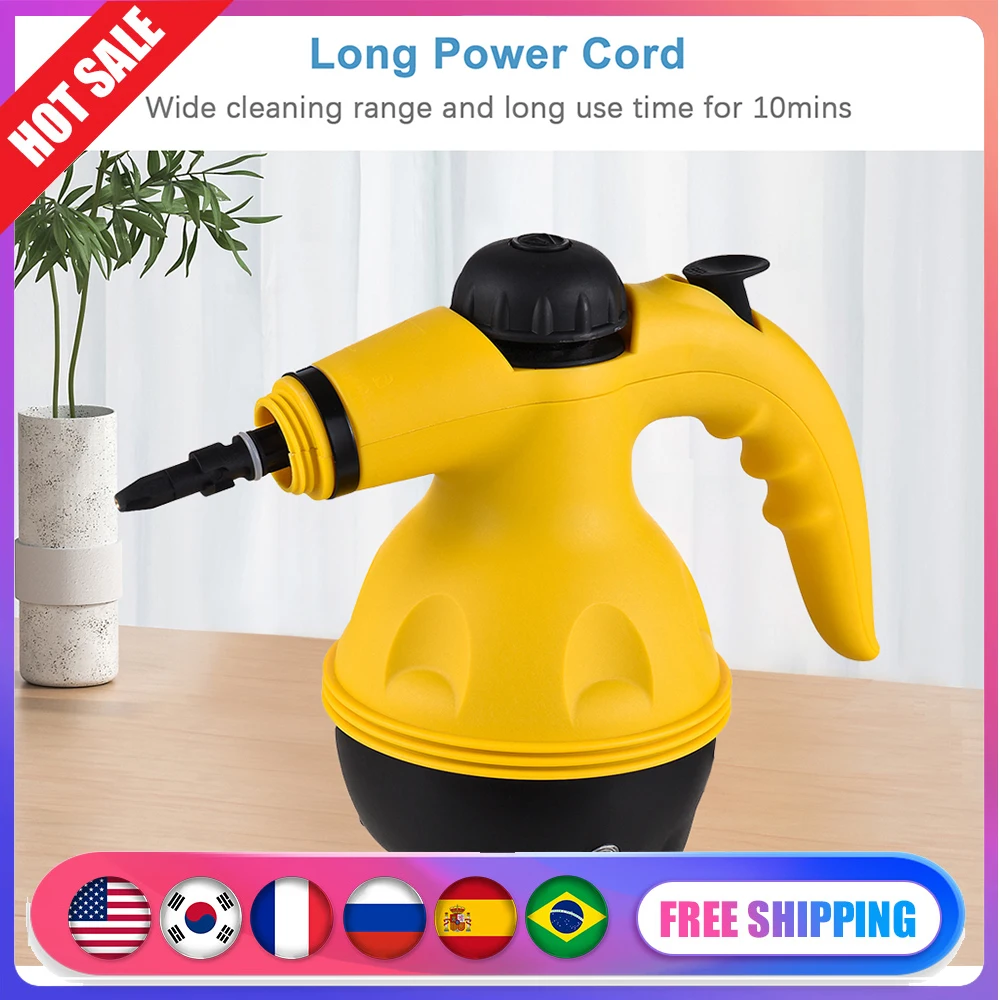 1050W Pressurized Steam Cleaning Machine 350ml Tank Steam Pressure Washer with Safety Lock Multifunction Household Cleaning Tool