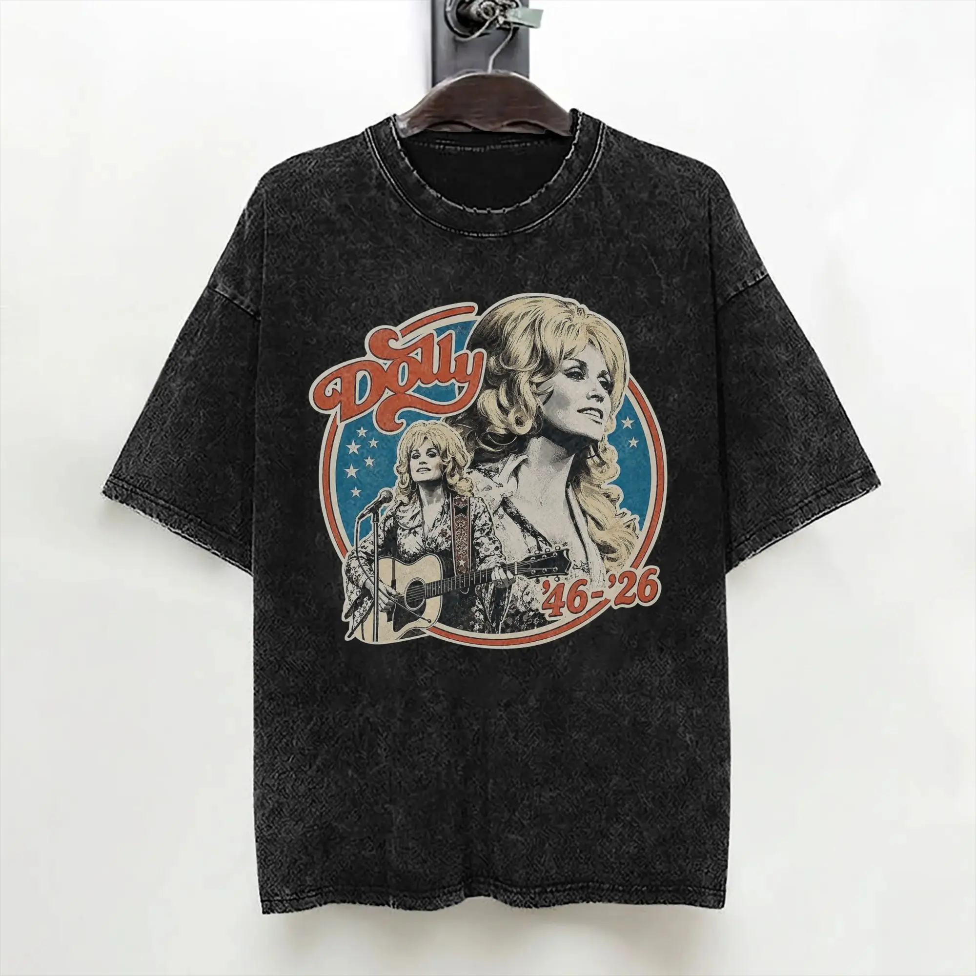 Singer D-Dolly Parton T Shirts Washed Cotton Oversize T-Shirt  Fashion Men Women Streetwear Printed Tee Shirt