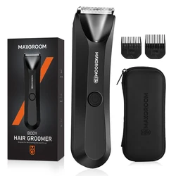 Afeitadora MAXGROOM para hombres, recortadora de bolas para el cuidado púbico de la ingle, cortadora de pelo corporal, cabezales de hoja de cerámica reemplazables, maquinilla de afeitar eléctrica