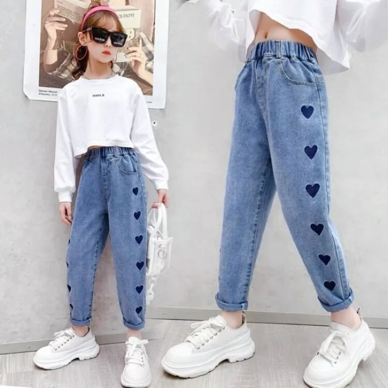 

Children's clothing girls jeans girls spring autumn new casual and western-style baby loose fit youth children's girls pants