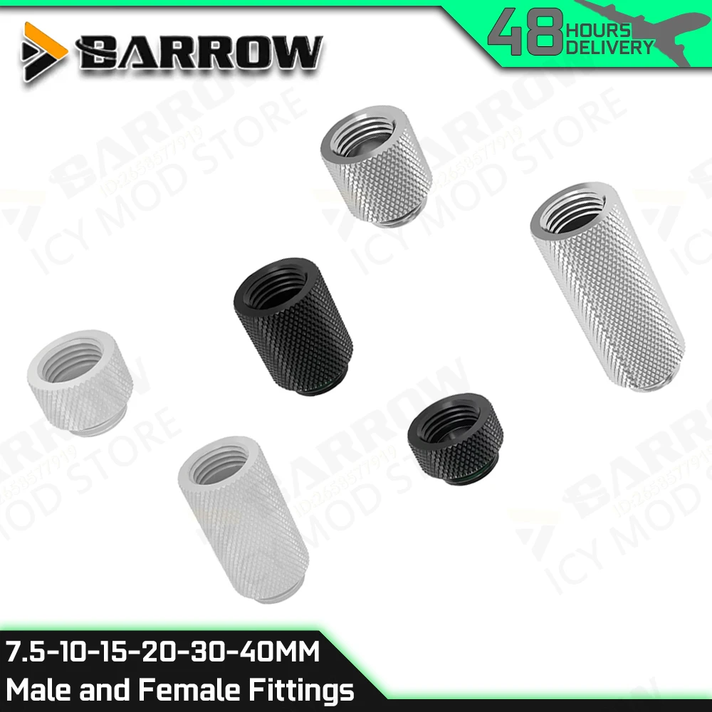 BARROW 7.5/10/15/20/30/40mm Male And Female Fittings For Water-Cooled Equipment Increase Or Extension Brass G1/4 Connection