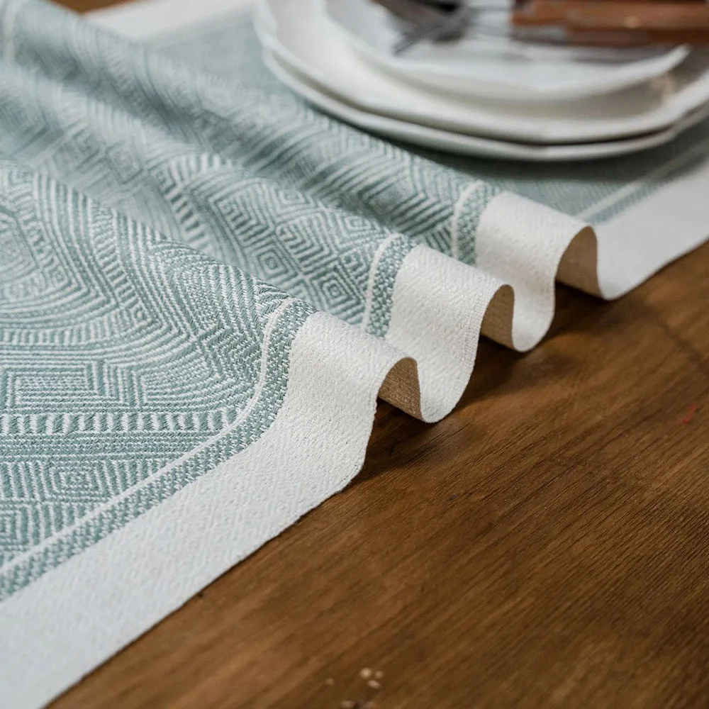 Gerring Table Runner Green Nordic Jacquard Geometric Table Flag Fringe Tea Country Tablecloth Table Runners For Dining Table